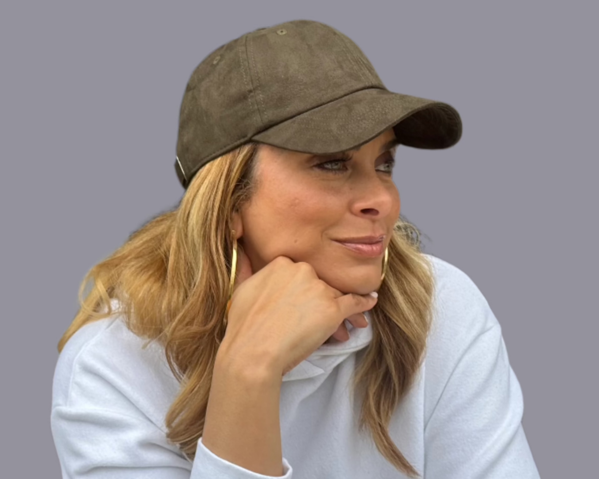 Early 2000s Suede Baseball Cap Olive Brown Made in USA Italian Suede Cap - Golden Brown main image 3