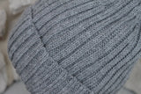 Ribbed Beanie with Removable Pom - GREY