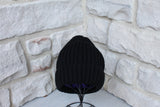 Ribbed Beanie with Removable Pom - BLACK