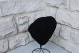 Ribbed Beanie with Removable Pom - BLACK