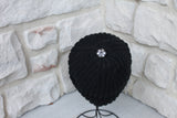 Ribbed Beanie with Removable Pom - BLACK