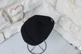 Ribbed Beanie with Removable Pom - BLACK